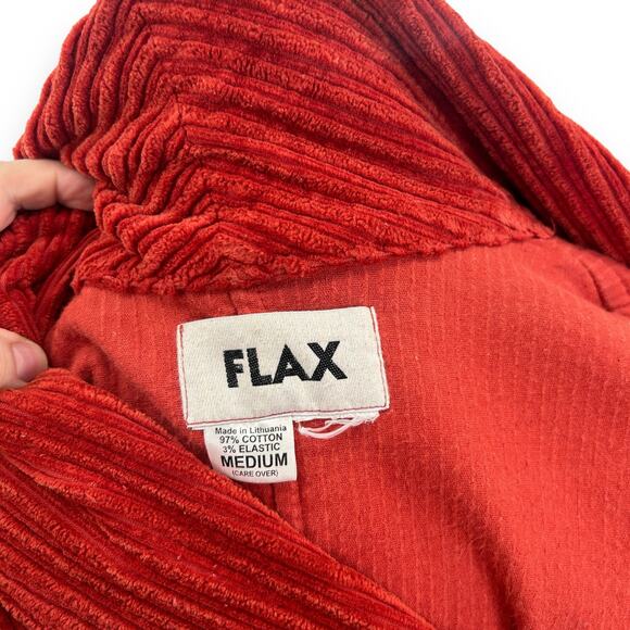 FLAX Medium Burnt orange Corduroy Full Length Jacket Coat Duster Velvet Ribbed - Picture 11 of 11